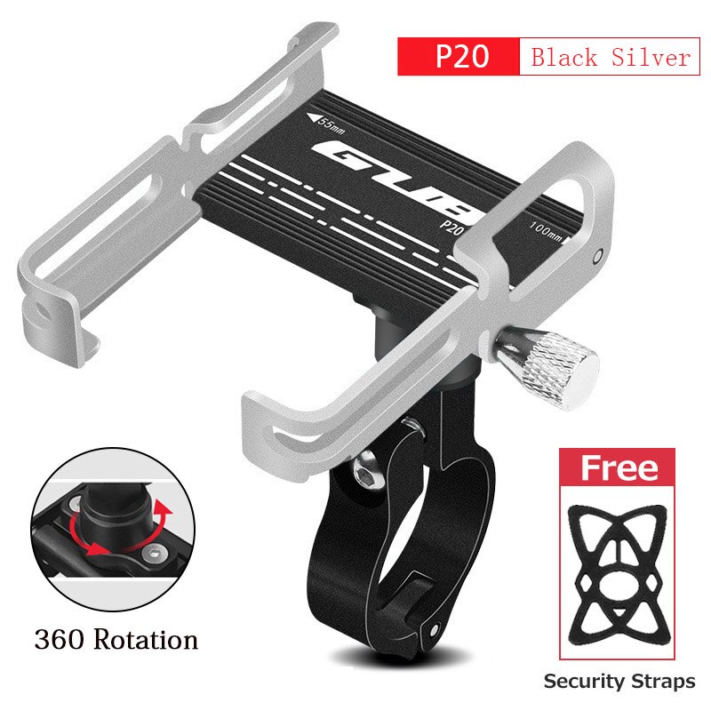 GUB 7 Style MTB uchwyt na telefon rowerowy motocykl wsparcie montaż GPS kierownica rowerowa rower przywieszki do telefonów komórkowych dla 3.5 do 7.5 cala: P20-Black sliver