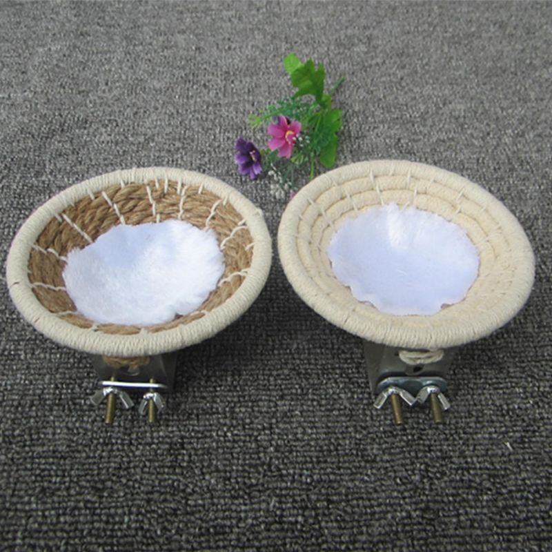 Rond tissé à la main coton corde oiseau élevage nid perruche paille soie doux confortable petit perroquet Cage éclosion Den maison animal de compagnie Bir