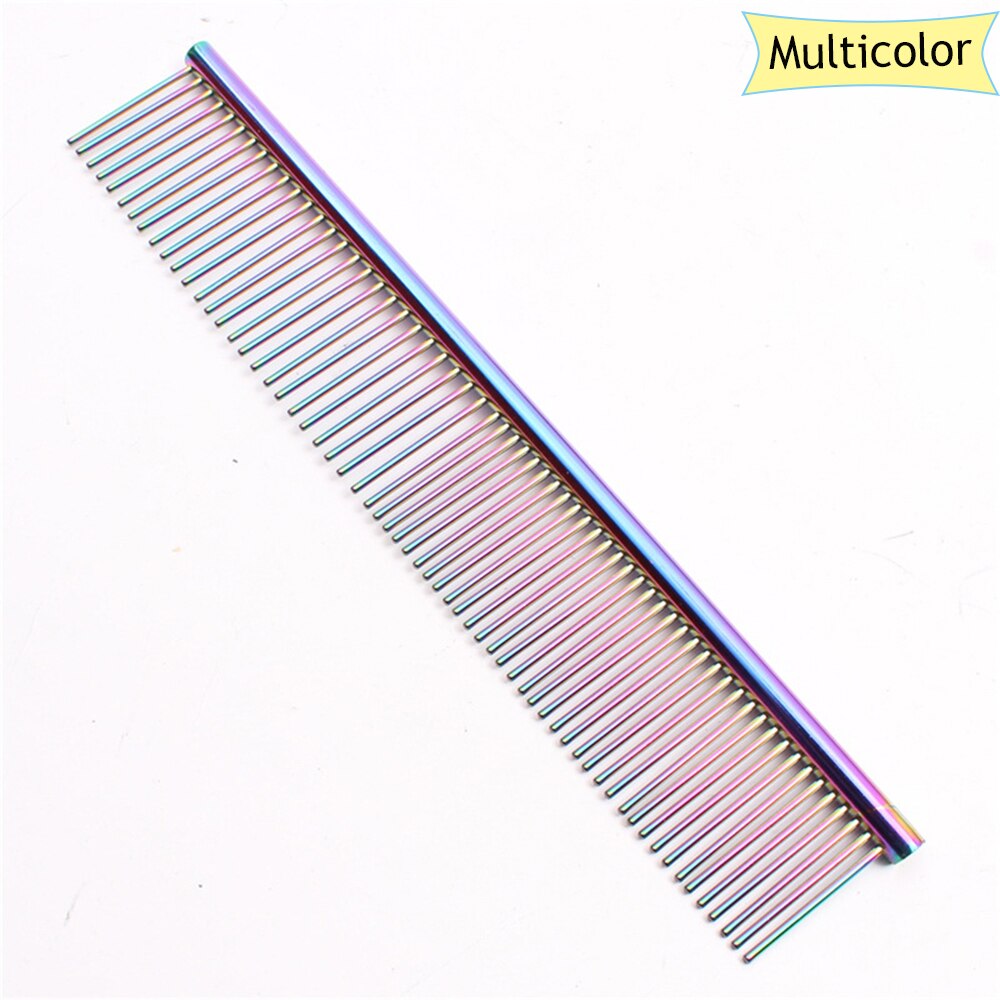1PC Multicolor Pet Dog Cat Hair Comb Metal Double Row Brush Grooming Hair Steel Comb Beauty Cleaning Supplies: multicolor