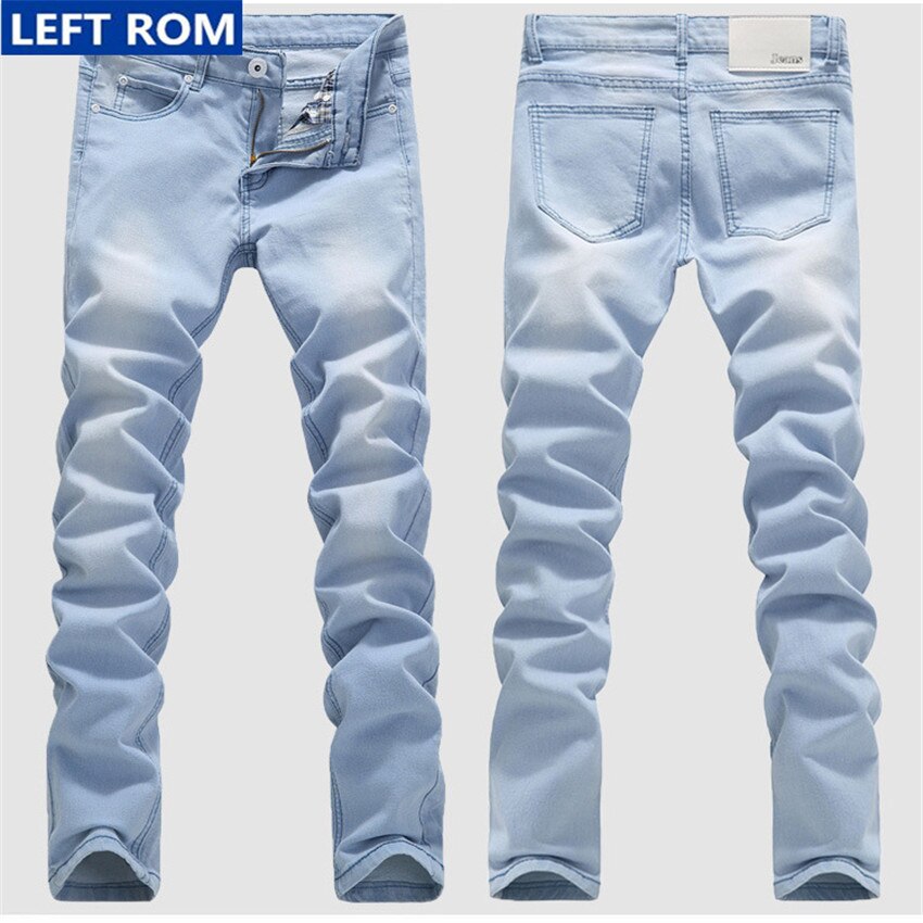 petit stretch bleu clair coton hommes jean 28 29 30 31 32 33 34 36 bleu ciel jean hommes pantalon mince doux et confortable: 31