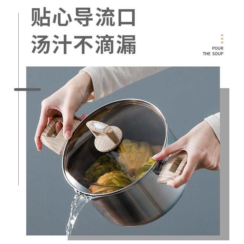 Fast thermal conductivity, stainless steel soup pot, thick double bottom soup pot, no stove