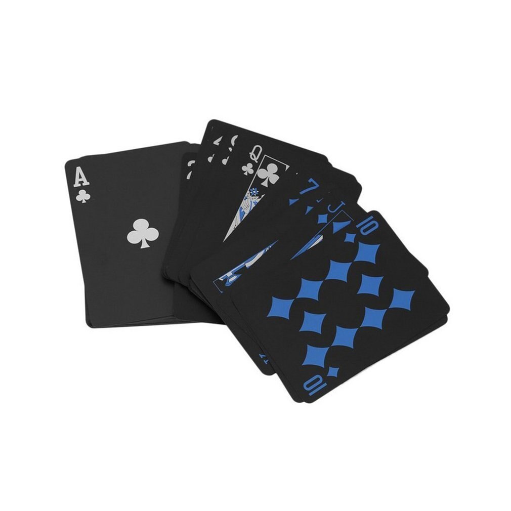 54 stk / dæk poker vandtæt pvc plastik spillekort sæt klassiske tricks værktøj ren farve sort kasse-pakket