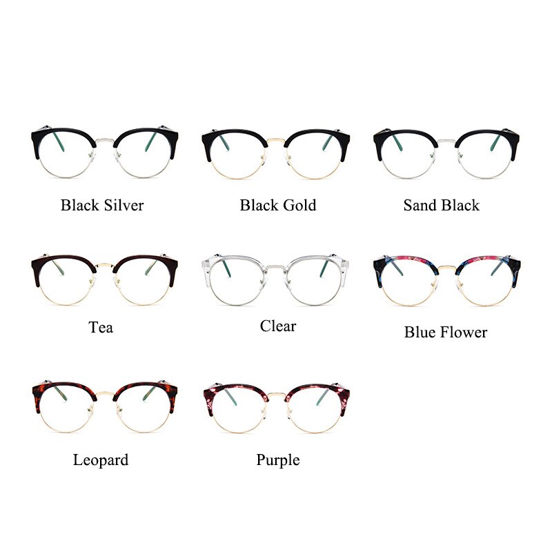 Jahrgang retro Halb randlose brille transparente rahmen runde klare linse gläser Frauen Männer optische rahmen Metall schlicht Gläser Klasse