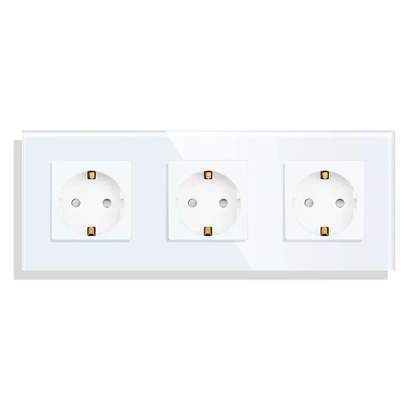Vägguttag med usb typ c-brytare och uttag med tv-internet cat 6 -gränssnitt eu-standard vit kristallglasströmbrytare