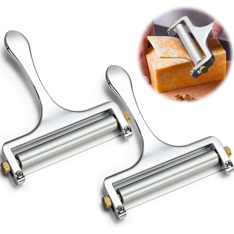 2Pcs Cheese Cutter, Adjustable Thickness Wire Cheese Slicer for Soft, Hard Cheeses Kitchen Cooking Tool: Default Title