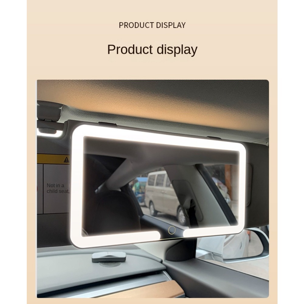 Espejo de maquillaje para parasol de coche, pantalla táctil LED, brillo ajustable, conmutable, espejo de maquillaje Interior de coche, espejo de tocador de carga