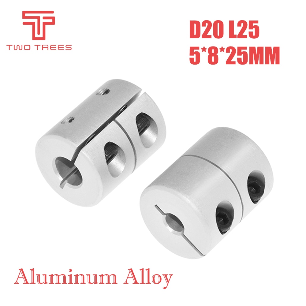 Piezas de impresora 3D T8, tornillo de plomo, acoplador de eje rígido, paso a paso abrazadera, acoplamiento de servo motor D20 L25 5x8x25mm para cr10 ender 3, 1 ud.