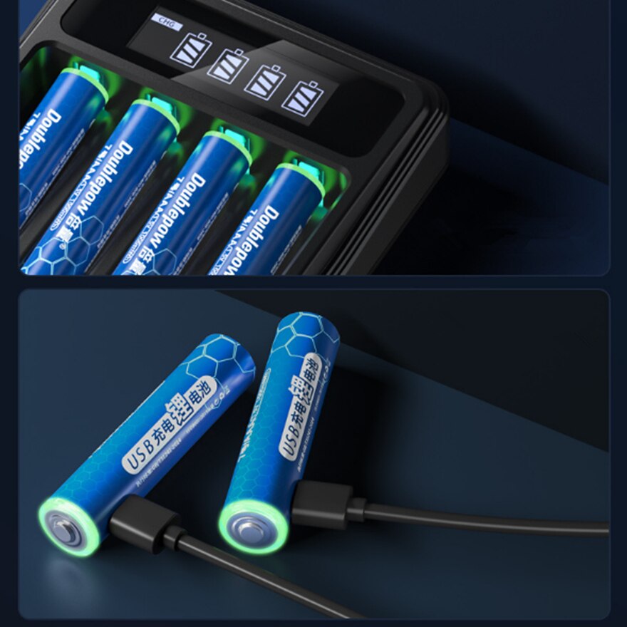 1.5V 1000mWh Aaa Oplaadbare Batterij Usb Aaa Oplaadbare Lithium Batterij Snel Opladen Via Micro Usb Kabel