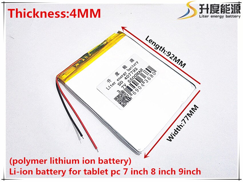 407792 5500 mAH Li-Ion Tablet pc batterie Für 7,8, 9 inch tablet PC 3,7 V Lithium-ionen-polymer-akku Mit Hoher