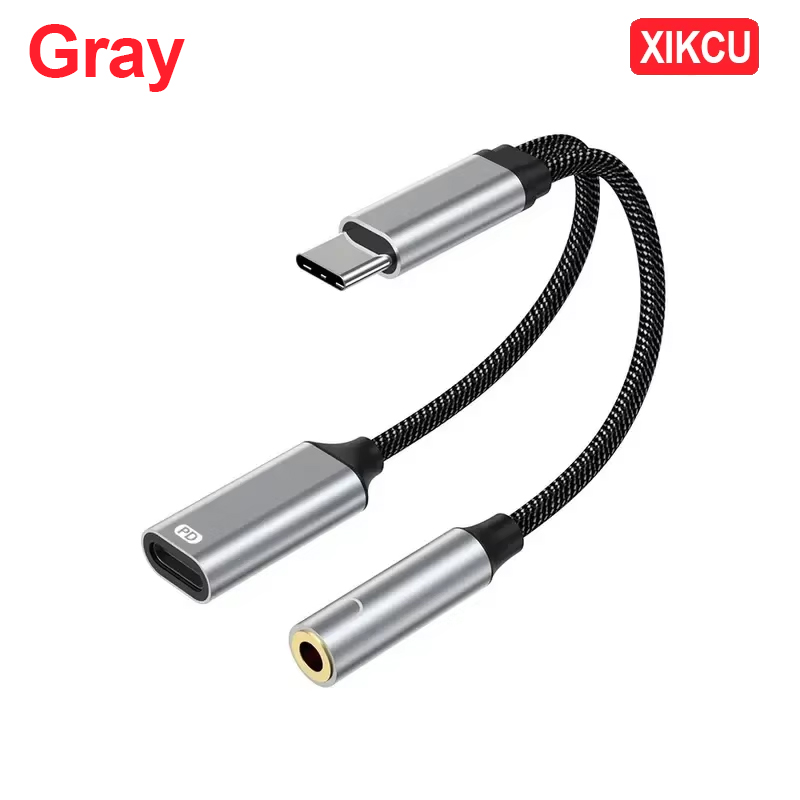 XIKCU 2 in 1 USB C to 3.5mm Headphone and Charger Adapter USB C PD 3.0 Port to Aux Audio Jack Fast Charging Dongle Cable Cord: Default Title