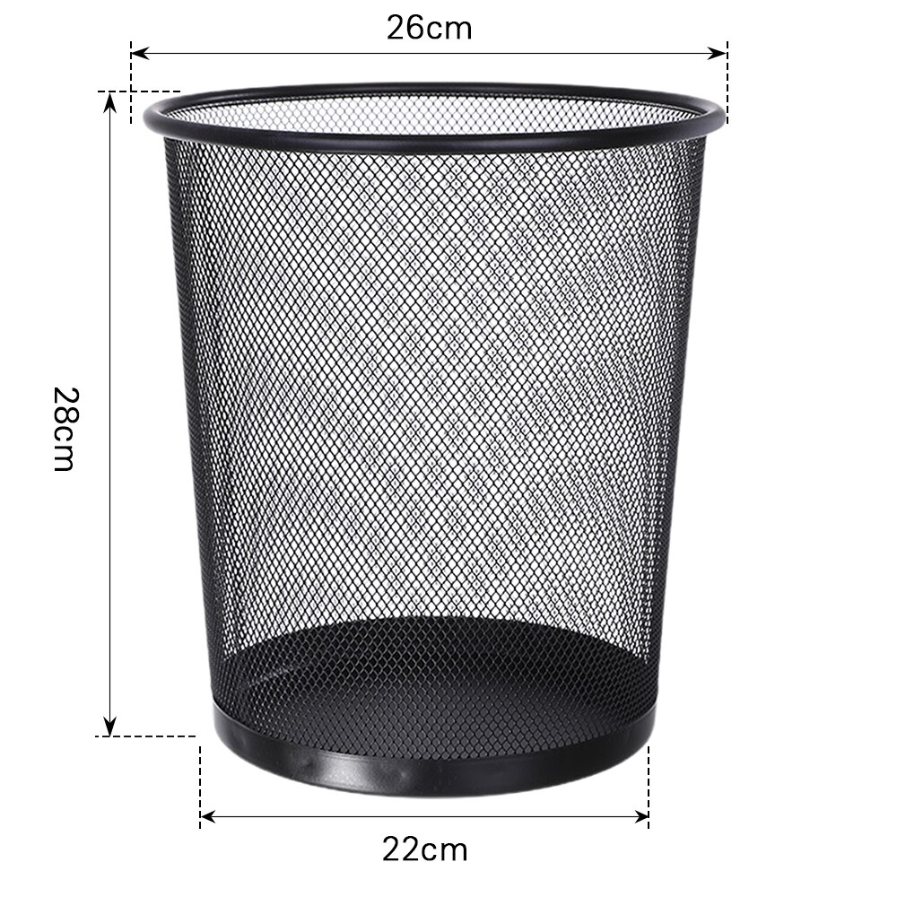 Black/Silver Metal Mesh Paper Trash Can Simple Dustbin Wastebasket Household Cleaning Tools For Home Office Recycling Bin: D