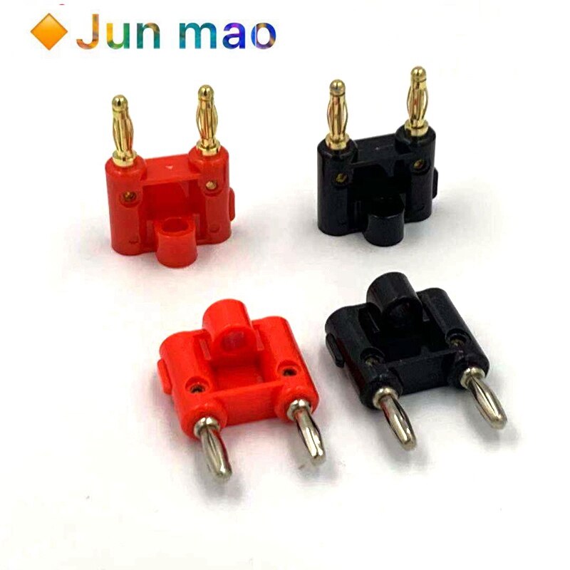 2Pcs Gilded Double Dual 4mm Banana Plug for Binding Post Jack Speaker Adapter