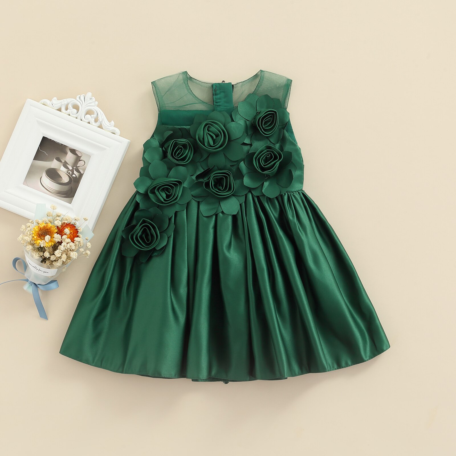 Rose Bloem Prinses Jurk Voor Meisjes 6-24M Baby Zomer Avondjurken Bruidsmeisje Trouwjurk Tutu Jurk Voor Jaar 2022
