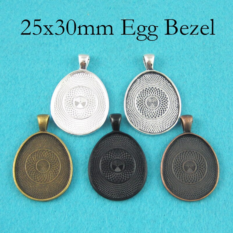 50 pcs - 25x30mm Egg Setting, Egg Pendant Tray, Egg Bezel Setting, Egg Pendant Blank Cabochon Base Resin Frame