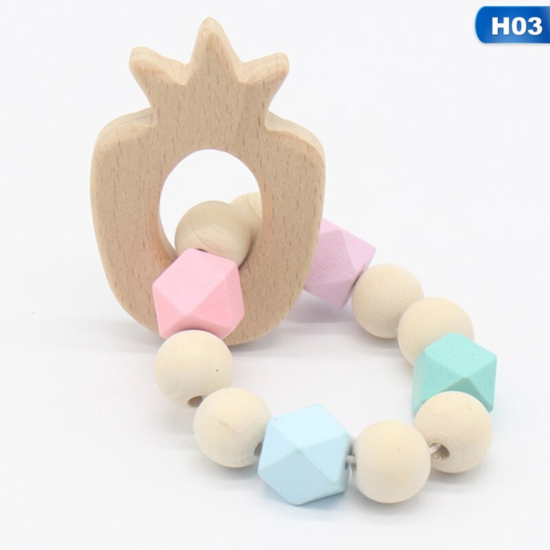 Baby Bijtring Armband Molaire Stok Beuken Houten Speelgoed Baby Armband Speelgoed Baby Care Armband Hand Lijm Zorg Geschenkdoos: HO3