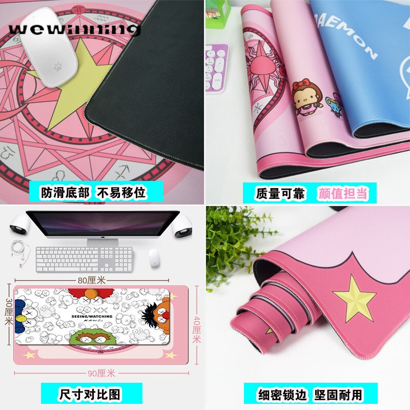 Kawaii Bureau Matten Gaming Deskpad Marmer Starry Wolken Leuke Muismat Lagre Voor Gamer Toetsenbord Kantoor Woonaccessoires