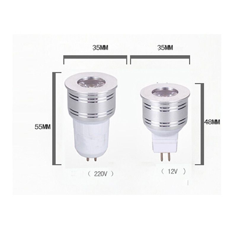 1W 3W bombilla LED MR16 12V regulable 35mm Mini bombilla de foco GU5.3 GU10 E27 COB lámparas 220V 110V