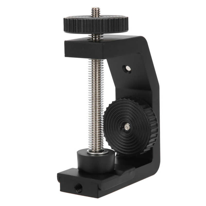 ball head tripod head Desk Camera Mount Stand Aluminum Tabletop Desk C Clamp Light Stand with 1/4in Screw head ballhead: Default Title