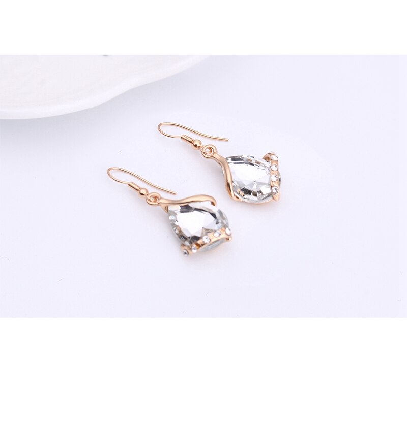 Yunkingdom Charms Wedding Necklaces&Earrings Geometric Crystal Rhinestones Jewelry Sets For Women