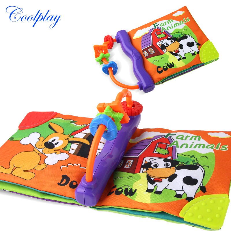 Baby Tuch Buch Rasseln Beißring Spielzeug Nette Kuh Hund Pferd Schaf Tier Ruhig Bücher Frühen Bildungs Lernen Spielzeug für Infant