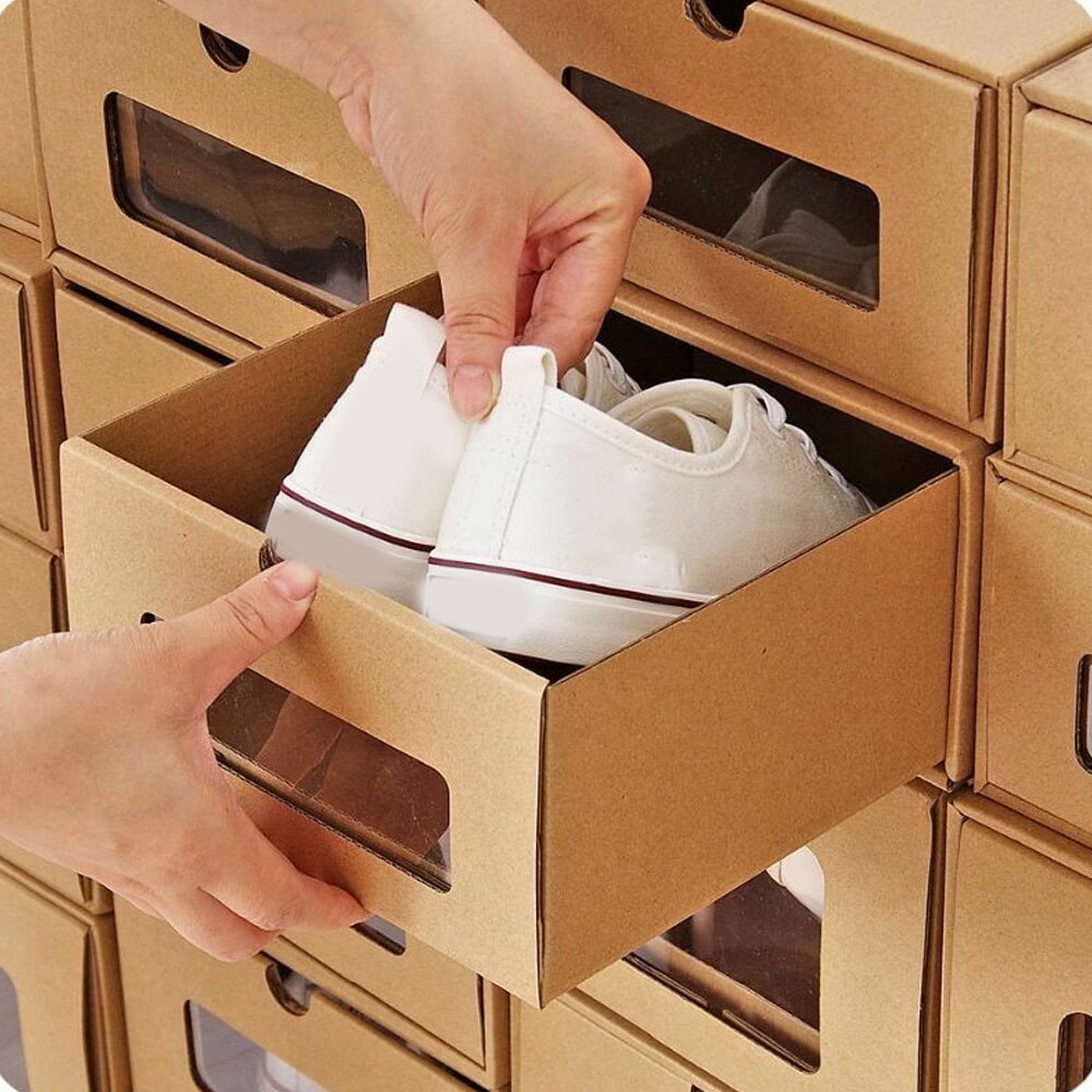 4-typ Lagerung Kasten Schuhkarton Schublade Papier Schuhe Organizer Japan Stil Kombination Schuh Schrank für Männer und Frauen