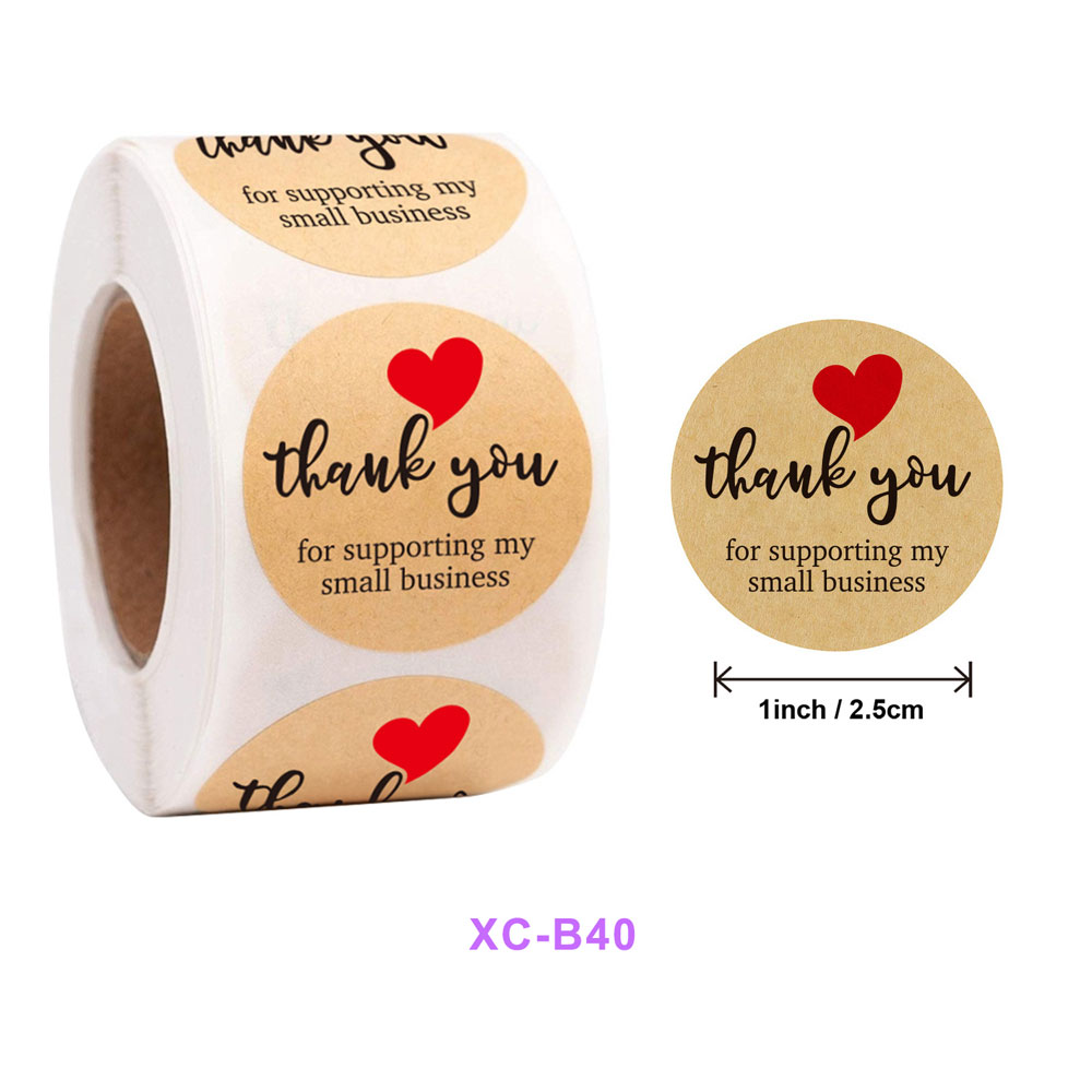 500pcs Order Sealing Sticker Labels With Thank You Love For Hand Make Business Take Out Food Xmas Year Decoration: Khaki