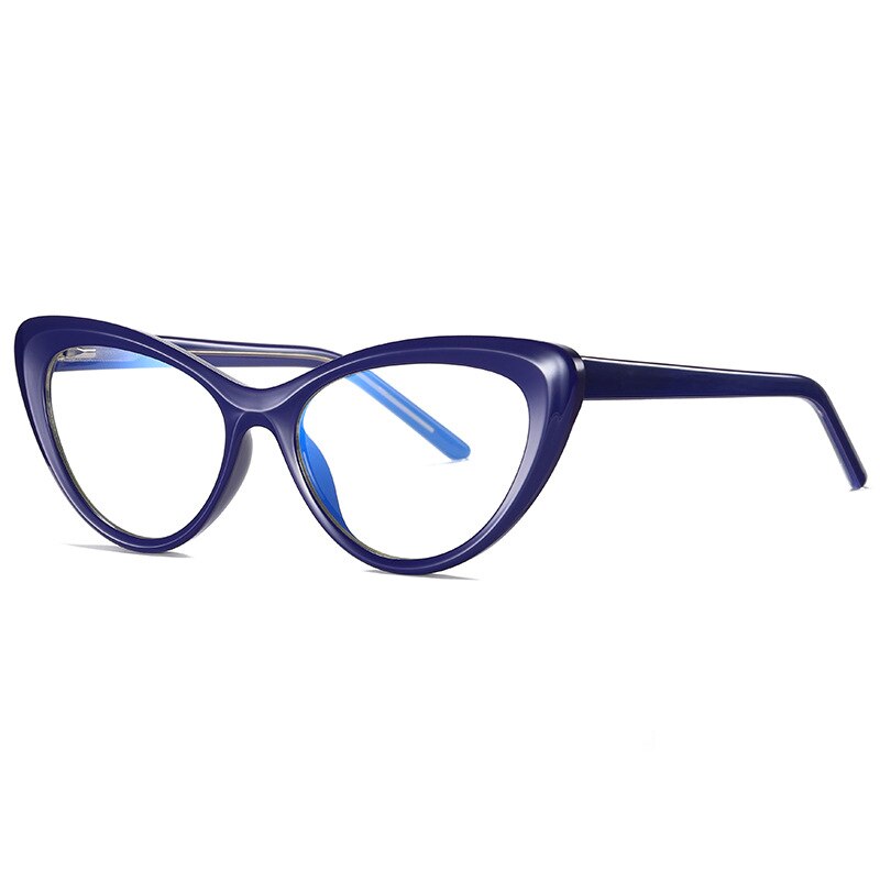 49082 Anti-blue Light Plastic Titanium Glasses Frames Cat Eye Ultralight Men Women Optical Computer Glasses: C213-P30Blue