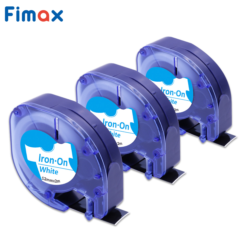 Fimax 3Pcs 18771 18775 Compatibel Voor Dymo Stof Ijzer-On Label Tape Zwart Op Wit 12Mm * 2M Voor Dymo LT-100H Plus 100T Printer: 3 Pcs Blue on White