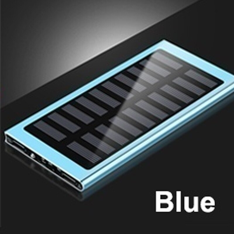 Solar 30000mAh Power Bank o dużej pojemności Ultra cienki 9mm z oświetleniem LED zewnętrzna ładowarka solarna Travel Powerbank na smartfon: Blue