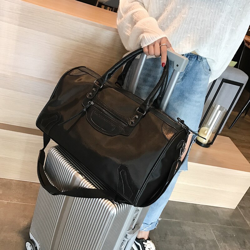 Donne Borsa da viaggio Borse Da Viaggio Nero Grande Capacità di Nylon Impermeabile Borsa di Viaggio delle Donne 2-19