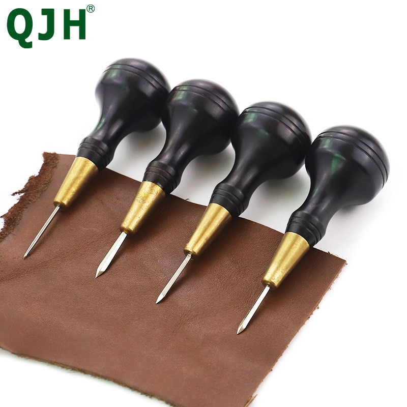 Diamond Shape Stitching Awl Ebony Blackwood Handle Leather Craft Sewing Awl Handmade Sewing Tools DIY Stitcher Taper