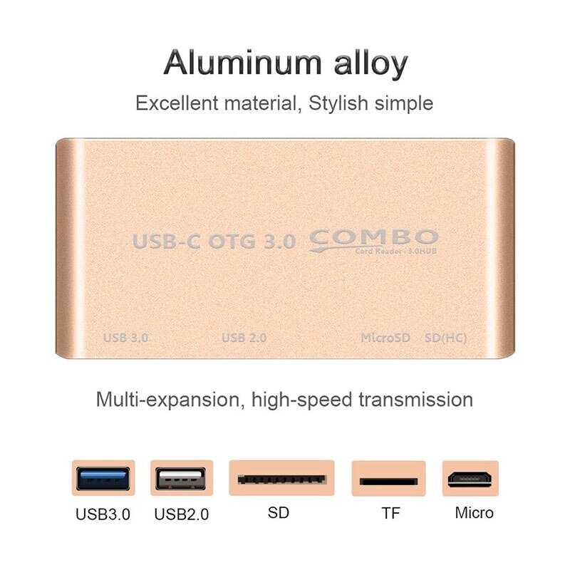 Type-C OTG Kabel Kaartlezer 5 in 1Multi-function Type C Splitter USB C Adapter SD/TF Card hoge Snelheid Lezen USB Apparaat Verbinding