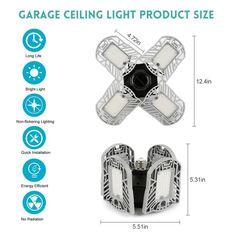 LED Garage Light 4 Head Folding-light 120W Super Bright Ceiling Lamps E26 / E27 Workshop Lamp 85~265 V Lantern Indoor Lighting