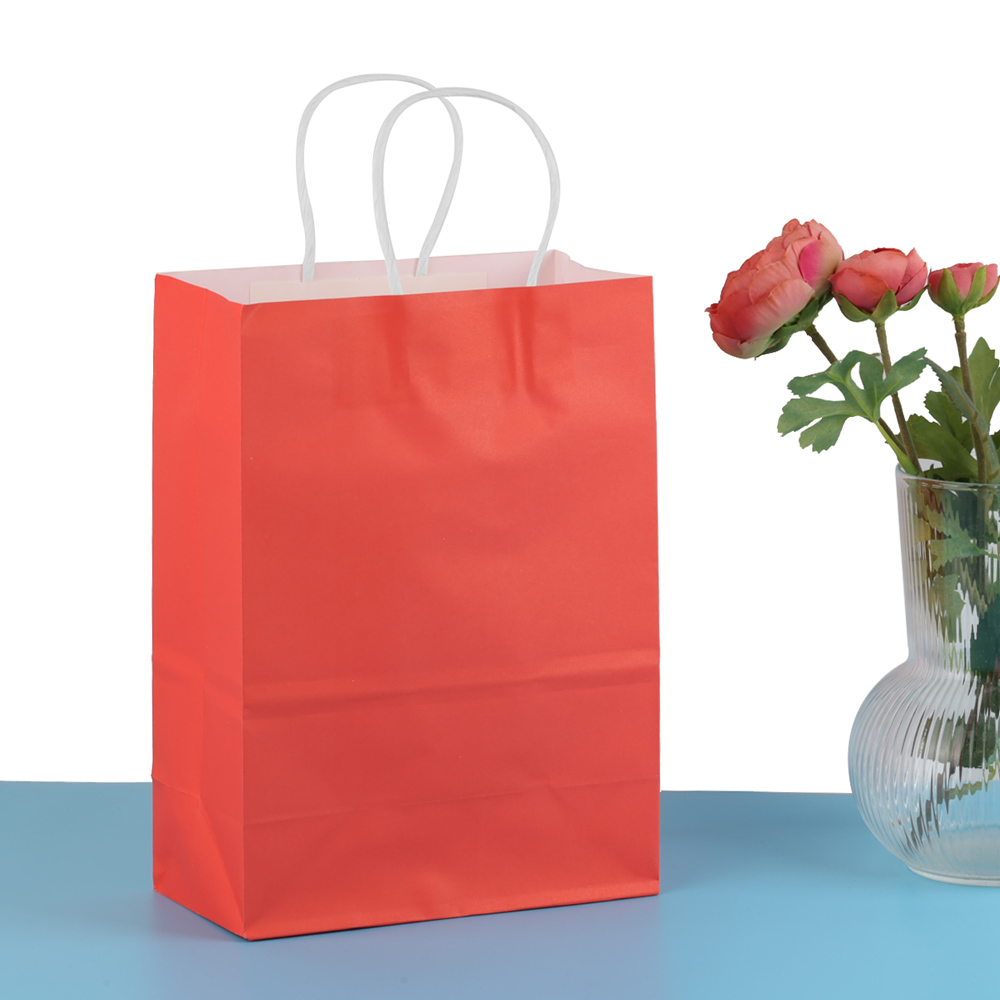 2/5/10 Stuks Kleurrijke Kraft Papieren Zakken Diy Multifunctionele Papieren Zak Met Handvatten Festival Kerst Cadeau Verpakking Zakje Boodschappentassen: Licht Geel / 10.3x18x1.7 cm