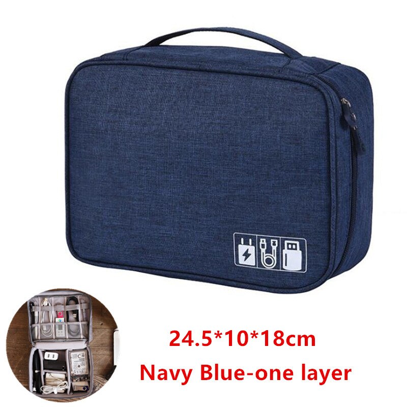 Bolsa de documentos de gran capacidad, Cartera de pasaporte de viaje, organizador de tarjetas, negocio de los hombres, paquete de almacenamiento impermeable, artículo de accesorios para el hogar: Navy Blue-one layer