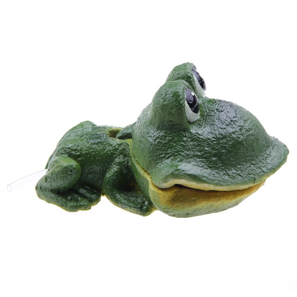 EmoursTM Cute Frog Air Stone Bubbler Live-Action Aerating Aquarium Ornament Aquatic Resin Decoration for Fish Tank