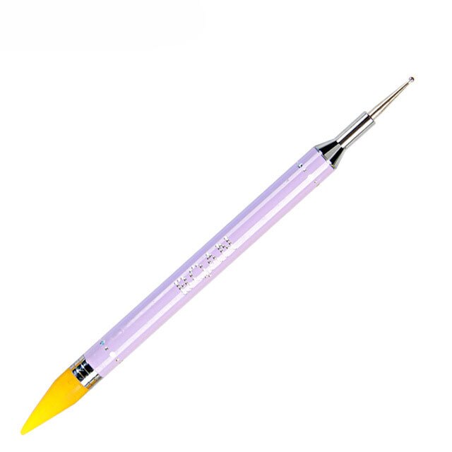 BQAN-Bolígrafo de cera para punteo de Metal acrílico, dos cabezales, para recoger diamantes de imitación, lápiz para cera de uñas, herramienta artística para manicura: purple