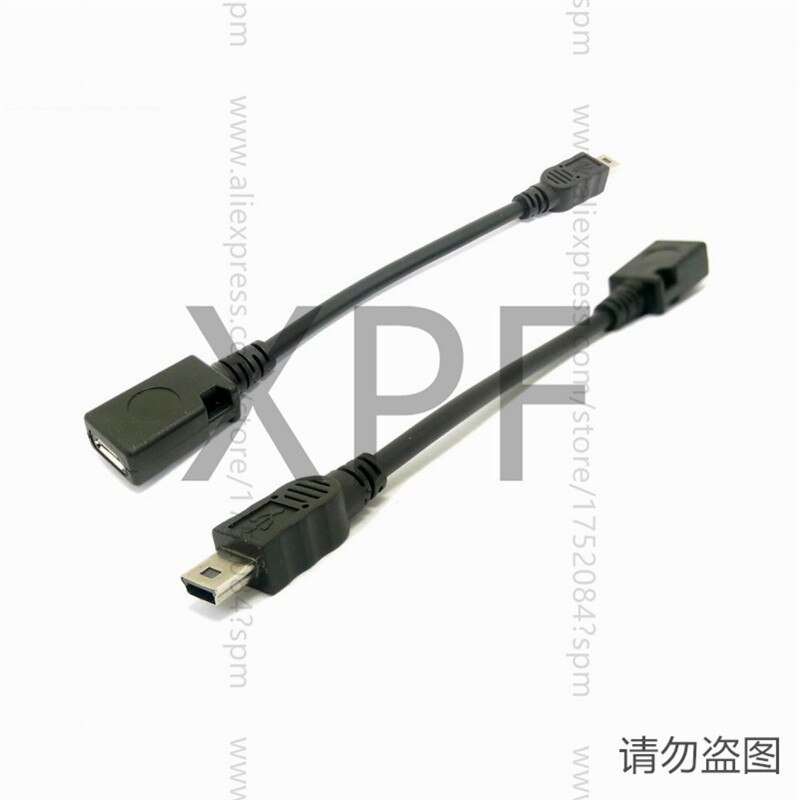 MINI USB male to Micro USB 5PIN female data charging adaptor convertor cable 10