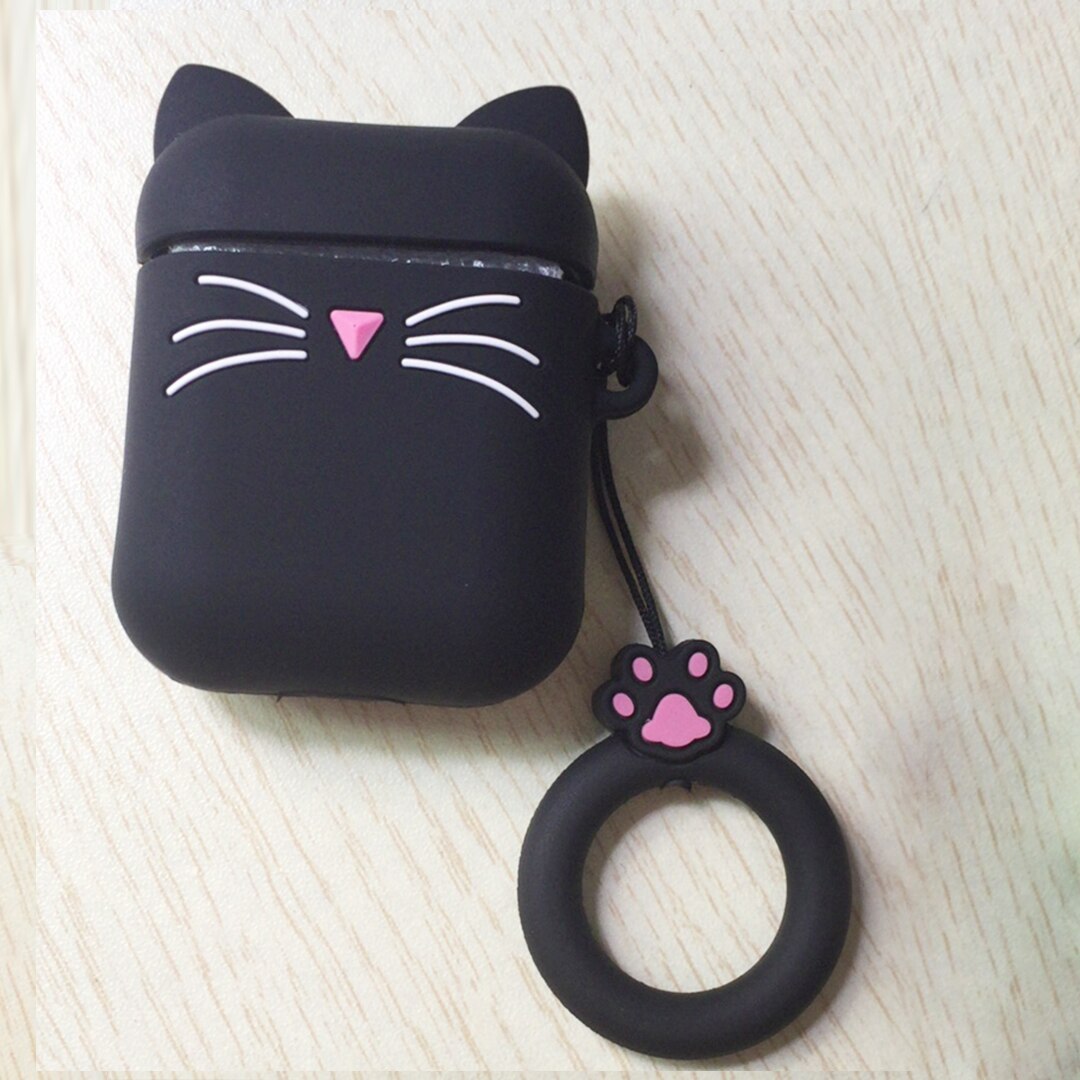 Per airpods 2 Caso Sveglio Del Fumetto Del Gatto Coperchio di Protezione con una Bella cordino Caso della copertura del silicone Per l'aria baccelli Auricolare Senza Fili capa: B6