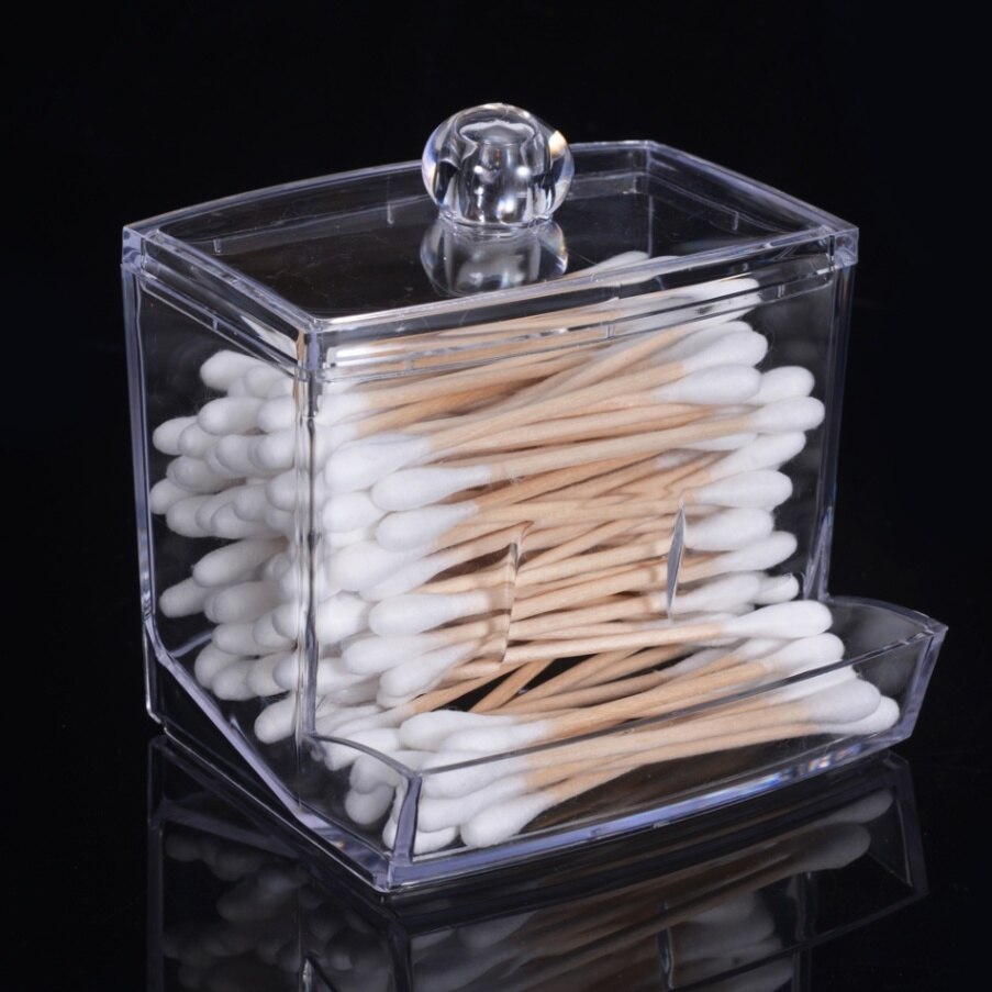 Acrylic Cotton Swabs Stick Organizer Transparent Makeup Case Cosmetic Cotton Pad Container Jewelry Storage Box Holder: Cotton Swab Box