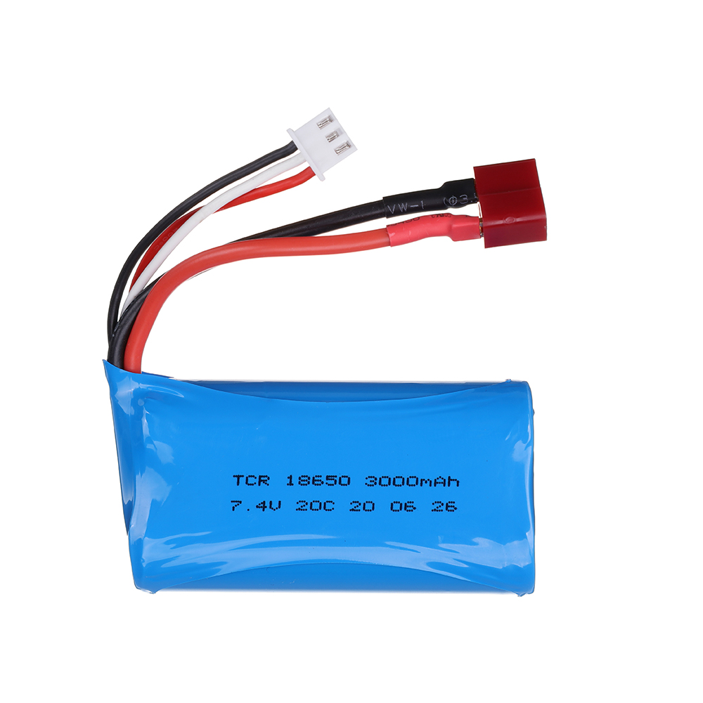 Batería lipo de 7,4 V, 3000mAh, 20c, para Q46, Wltoys 10428 /12428/12423, piezas de repuesto para coche RC, 2s, 7,4 v, 18650, batería y cargador para juguete RC