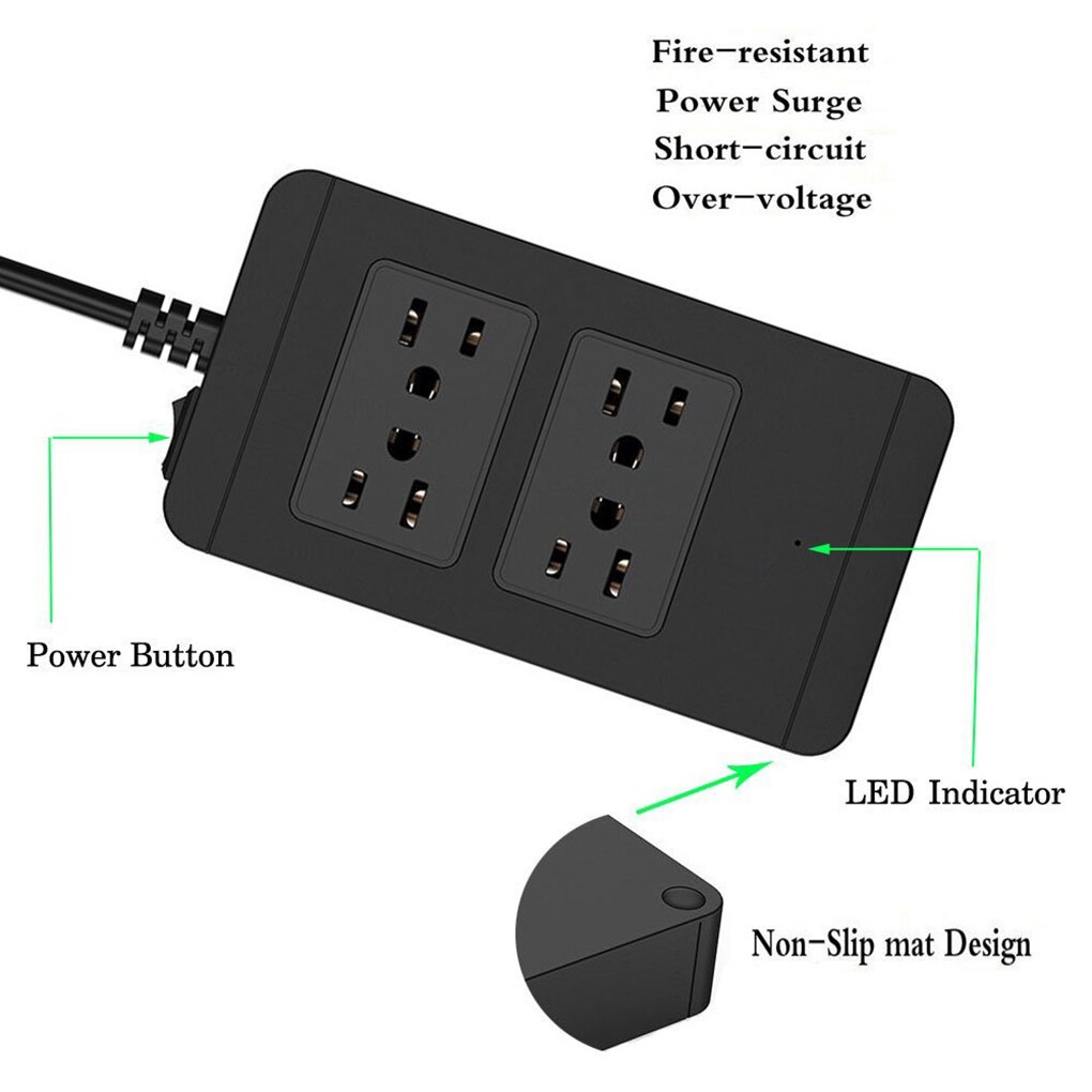 Us Plug Power Strip Socket Adapter Smart 4 Outlet 4 Usb-poort Surge Protector Charger Cord Opladen Station 110-250V