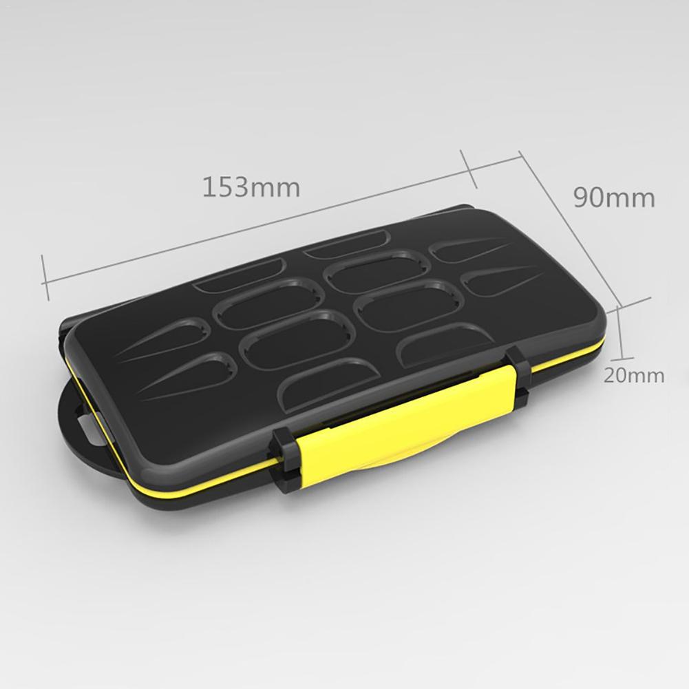 Caixa impermeável do cartão de memória abs + borracha integrada à prova de choque cf sim mini cartão sd 12sd caixa de armazenamento de grande capacidade amarelo vermelho