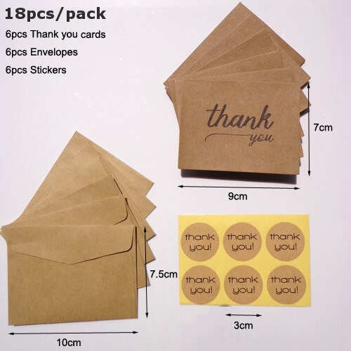 Paquete de 18 unidades de manualidades de papel Kraft rústico, tarjeta de agradecimiento, tarjetas de felicitación con sobres para suministros de bendición del Día de Acción de Gracias: C