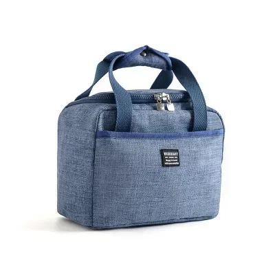 Women Men Large Thermal Dinner Box Food Case Bags Waterproof Insulated Lunch Bags Oxford Travel Tote Necessary Picnic Pouch: Blue