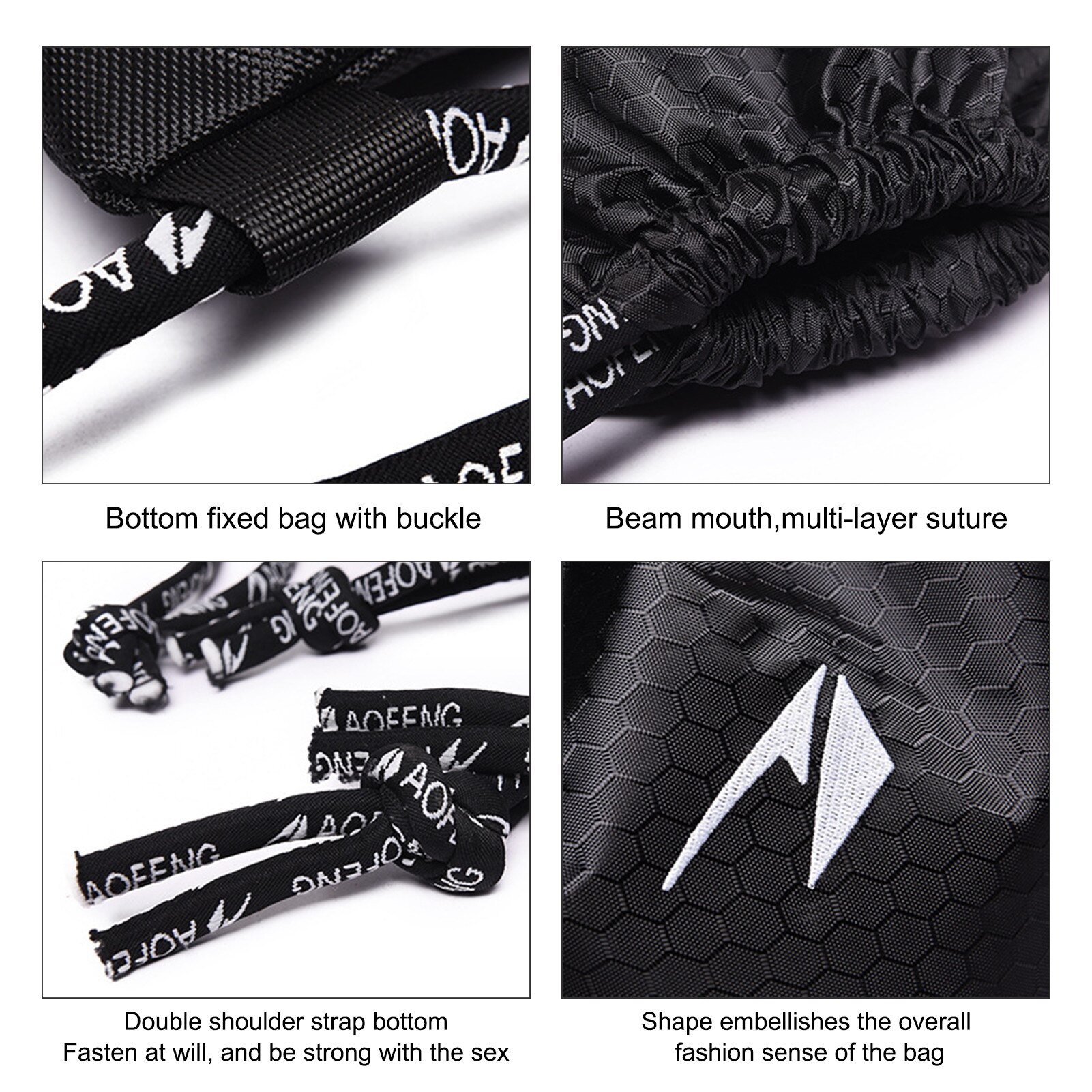 Basketball Football String Drawstring Large Space Backpack Rugged Durable Gym Pouch Gym Tote Bag School Sport Shoe Zipper Bag #W