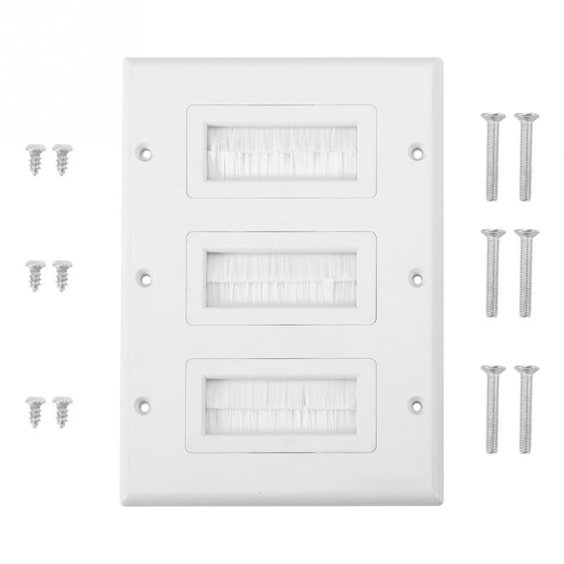 Placa de pared antipolvo para cepillos, Cable de montaje en pared, inserto de paso para cables de una sola banda, correa de acceso, enchufe de pared: 3