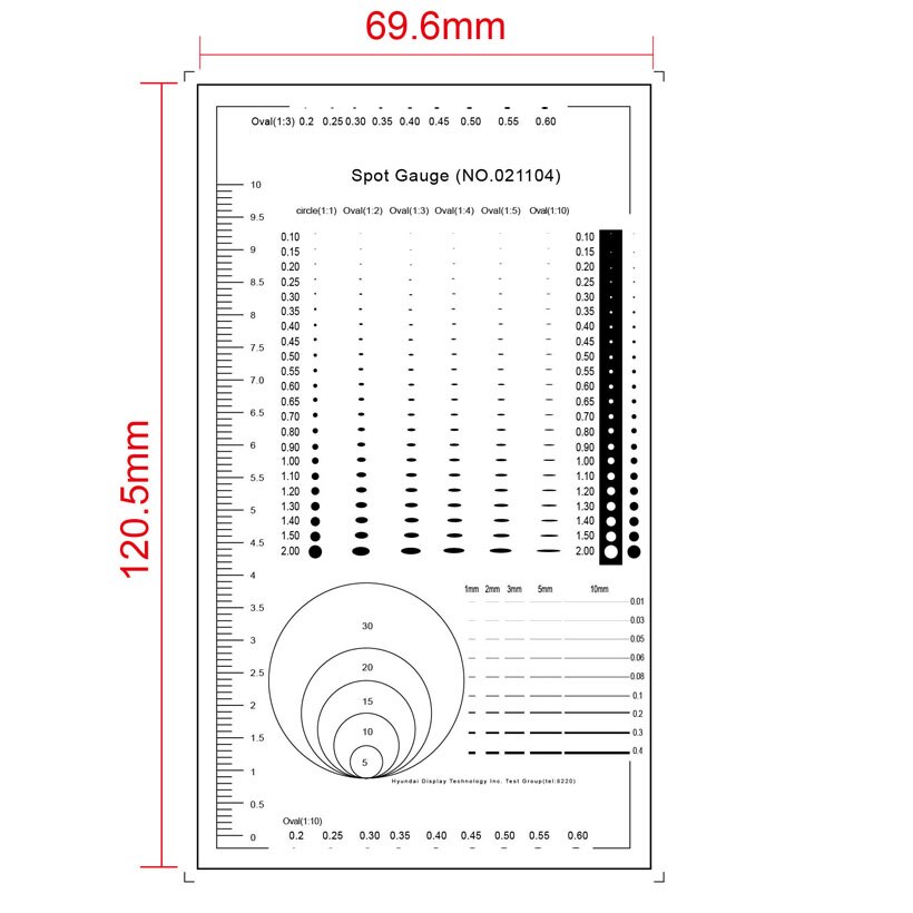 Round Corner R Corner Radius Point Line Gauge Area Measurement Film Ruler Calibration Slide Transparent PET Stain Card