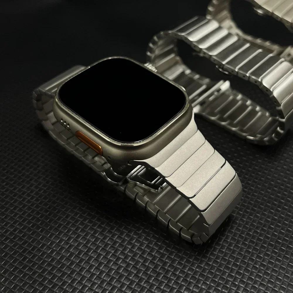 Bracelet couleur titane pour Apple Watch Ultra 2 49mm 10 46mm 9 8 7 5 4 se 6 boucle pour iwatch 45mm 41 42 44mm bracelet en acier inoxydable