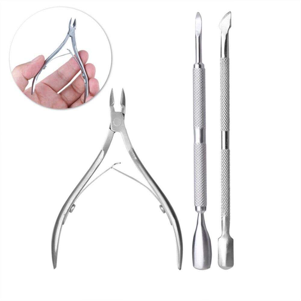 Biutee oro Tijeras para uñas de acero inoxidable de la cutícula pinzas tijeras de manicura pedicura uñas kits de herramientas de doble tenedor muerto herramientas de uñas